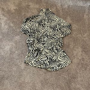 2 piece tan and black zebra print